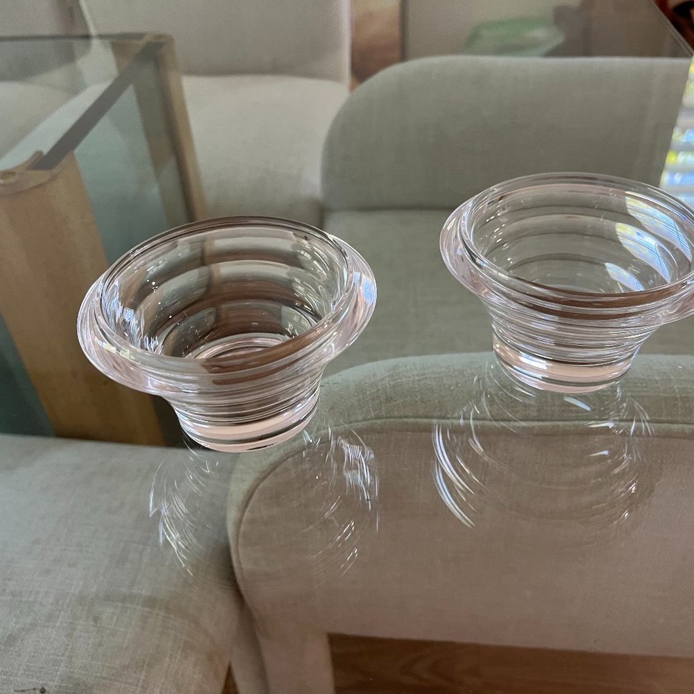 Villeroy & Boch candle holders  2 1/2"h x 4 1/4" diameter with signature on bott